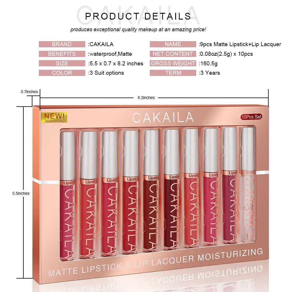 Batom Líquido CAKAILA – Matte Longa Duração 10 Cores