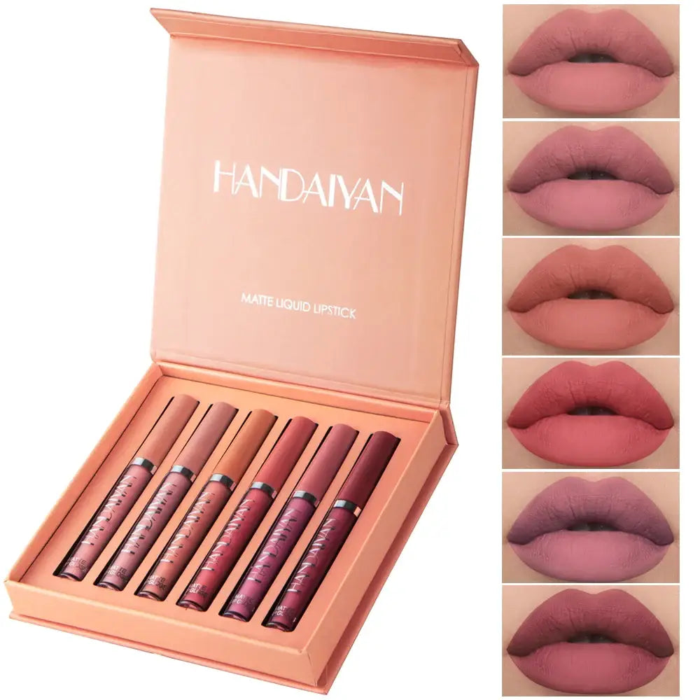 Conjunto de 6 Batons Líquidos Handaiyan – Matte e Longa Duração 11317-B