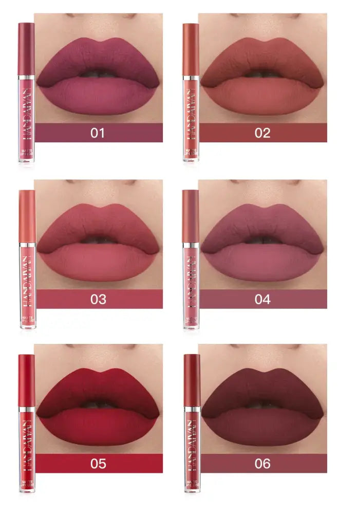 Conjunto de 6 Batons Líquidos Handaiyan – Matte e Longa Duração