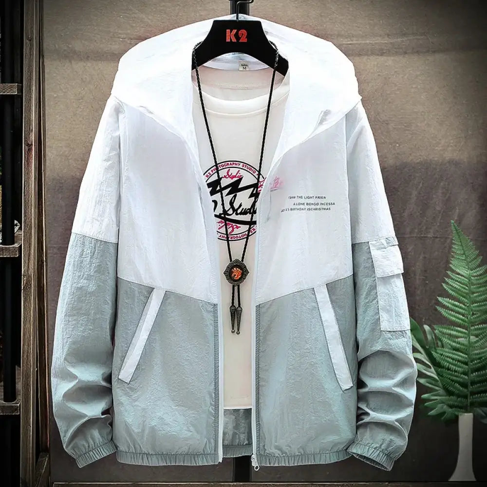 Jaqueta Leve Masculina – À Prova de Vento e Respirável BRANCO / XXL