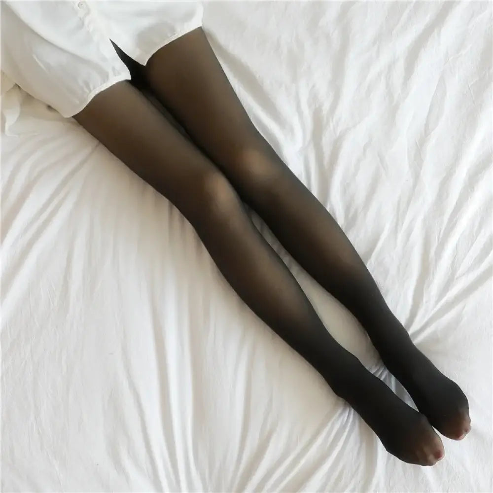 Legging Térmica Feminina – Sexy Quente e Cintura Alta Black Pantyhose / 220g XL(60-90kg)