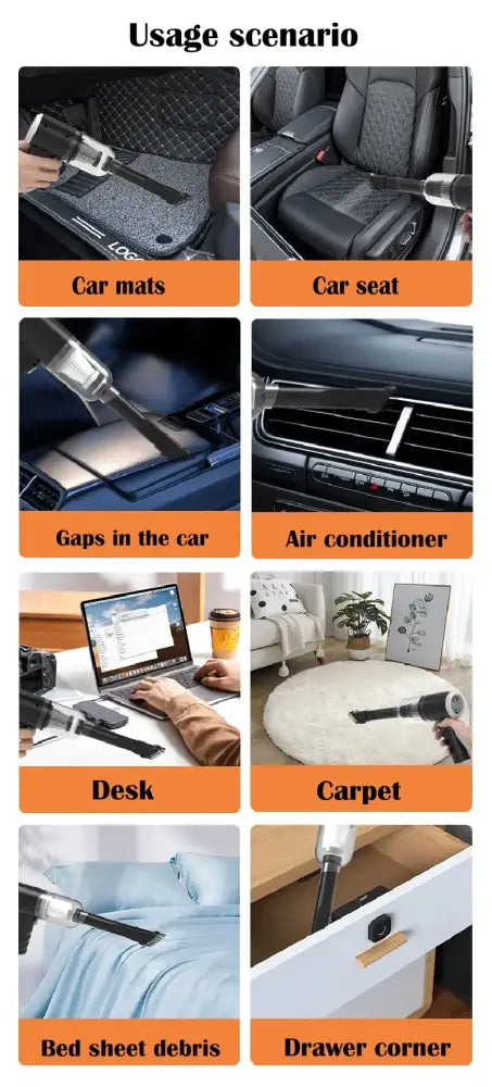 Mini Aspirador Doméstico e Automotivo – Prático e Compacto Preto