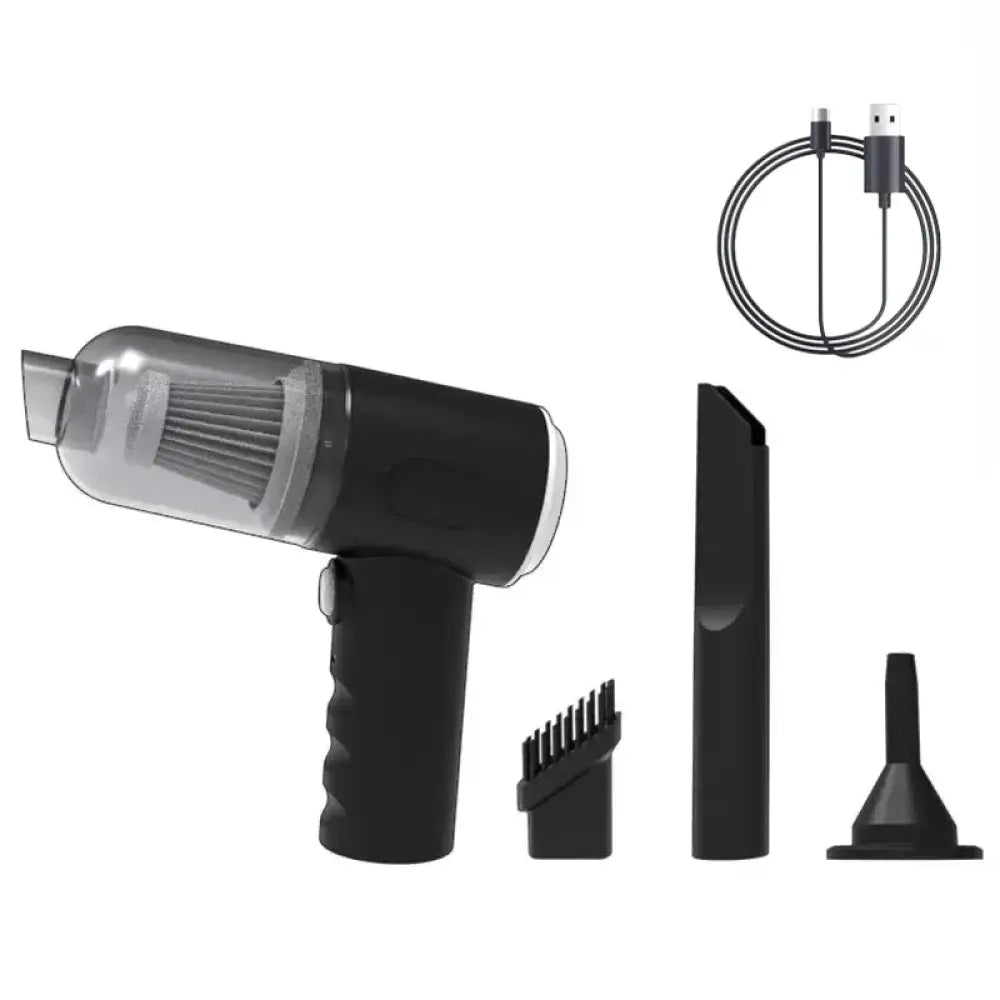 Mini Aspirador Doméstico e Automotivo – Prático e Compacto Preto