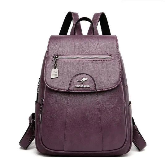 Mochila Feminina de Couro – Estilo Vintage e Casual