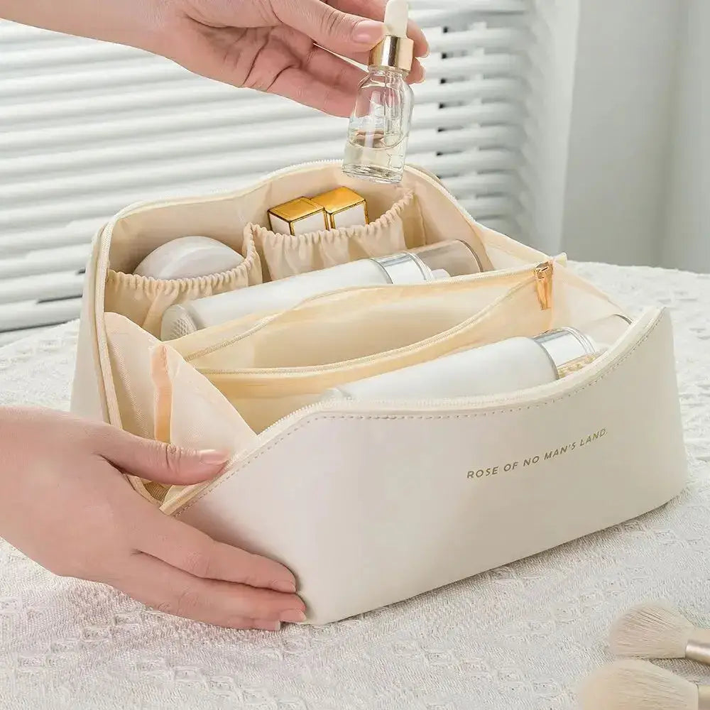 Organizador de Maquiagem Feminino – Bolsa de Cosméticos com Zíper white