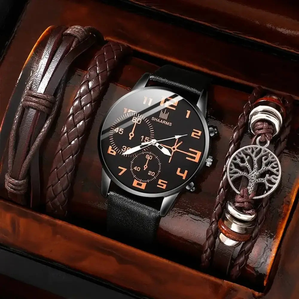 Relógio Masculino Retrô – Quartzo com Pulseira de Couro