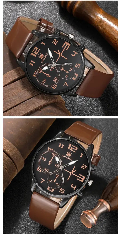 Relógio Masculino Retrô – Quartzo com Pulseira de Couro