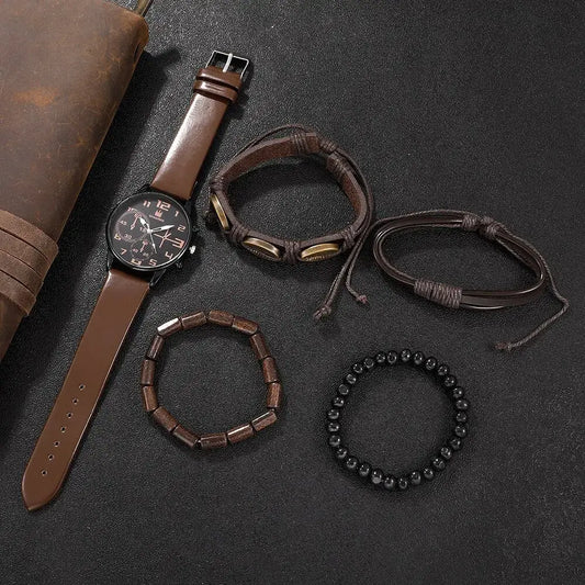 Relógio Masculino Retrô – Quartzo com Pulseira de Couro